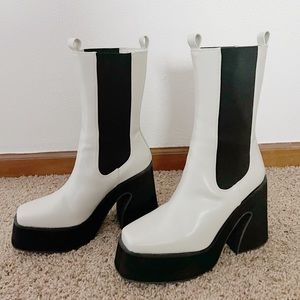 Nasty Gal Faux Leather High Platform Chelsea Boots